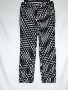 SPARTINA 449 Maren Black/White Geometric Print Pull On Pants MEDIUM